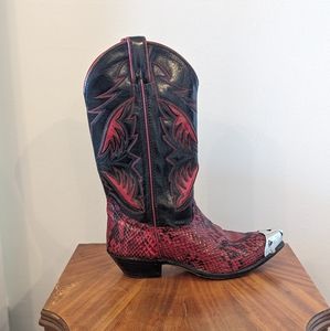 Women's Cowboy boot, red and black